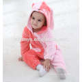 Macio bebê Flanela Romper Animal Onesie Pijamas Outfits Terno, desgaste do sono, bonito pano rosa, toalha de bebê com capuz